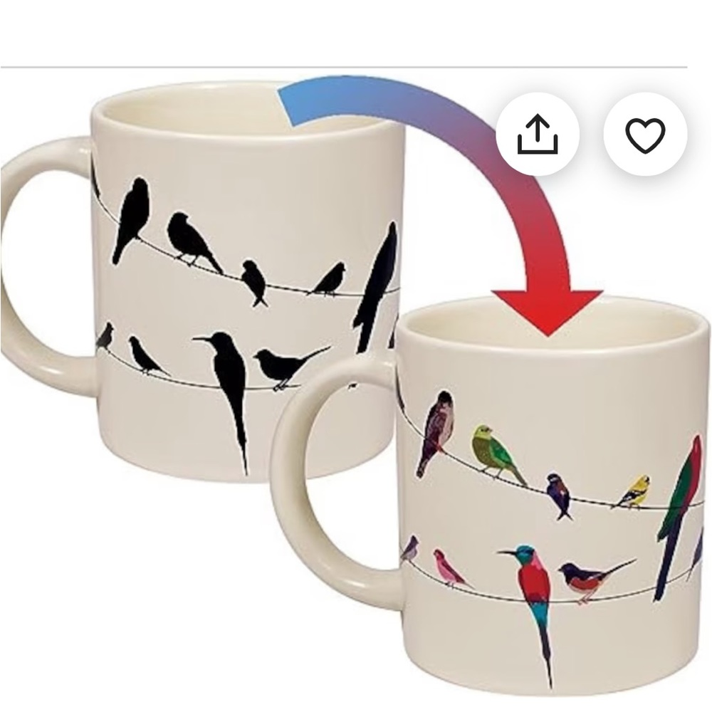 Bird on a wire heat changing mug